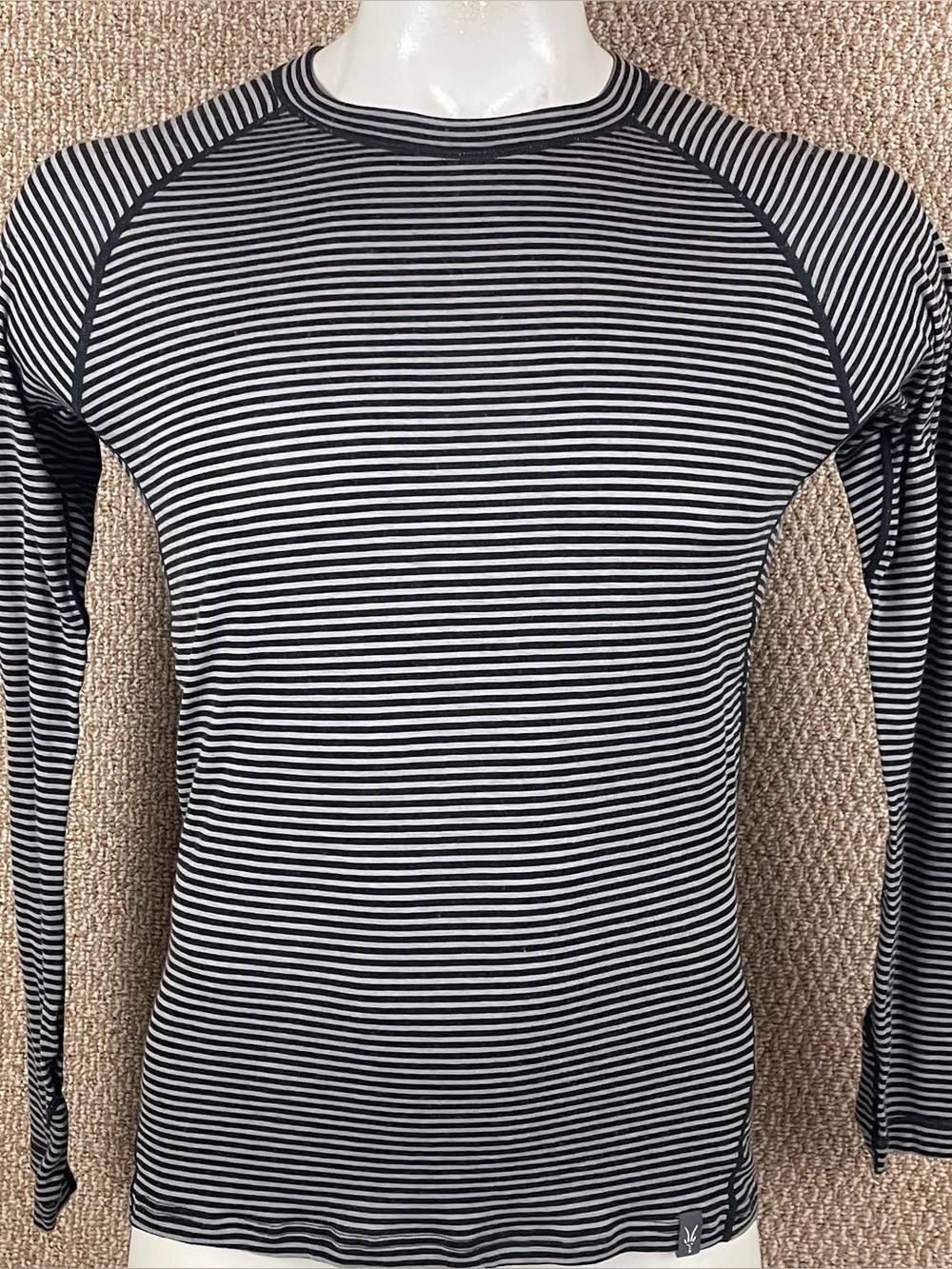 Ibex Shirt Mens Large Pro Tech Crew Wool Base Layer Long Sleeve Striped 2024 169